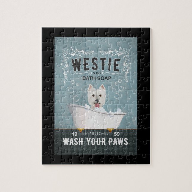 Puzzle Westig Dog Bath Soap West Highland White Terrier (Vertical)