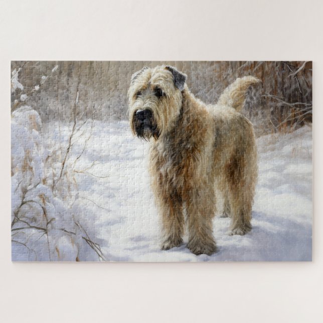 Puzzle Wheaten Terrier Deja que nieve Navidad (Horizontal)