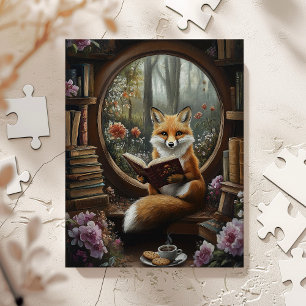 Puzzle Whimsical Book Lover Reading Fox