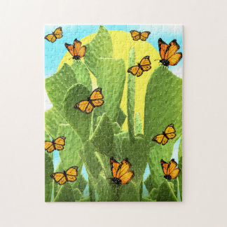 Puzzle Whimsical Cactus And Butterflies