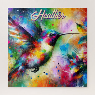 Puzzle Whimsical Colorous Hummingbird Bird Personalizado