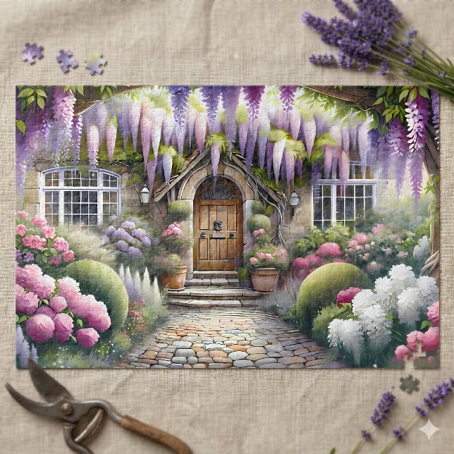 Puzzle Whimsical Cottage Garden Pathway (Whimsical Cottage Garden Pathway Jigsaw Puzzle)