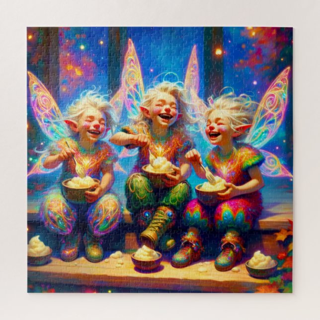 Puzzle Whimsical Fairy Cousins Mashed Potatoes Fun Time (Vertical)