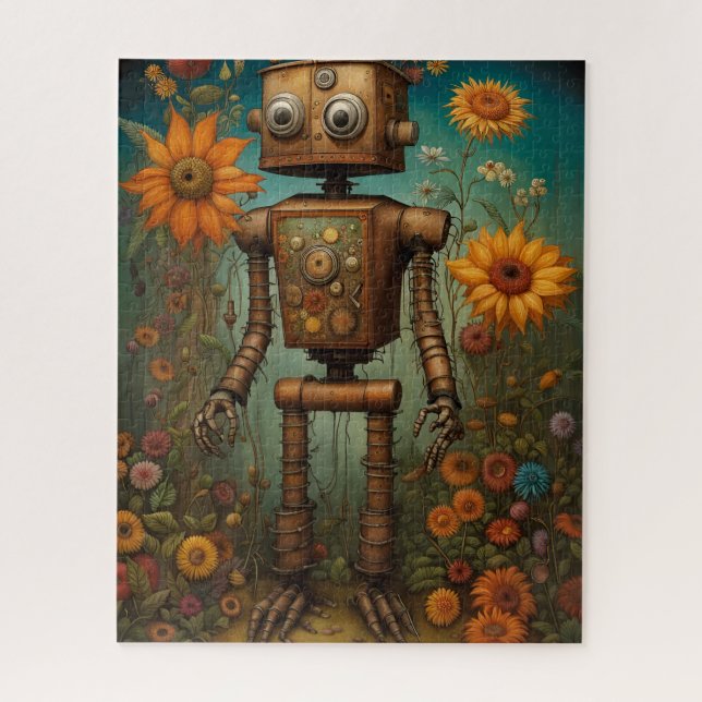 Puzzle Whimsical Garden Robot | Arte digital (Vertical)