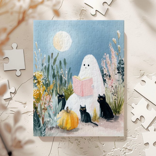 Puzzle Whimsical Halloween Lover Ghost Black Cats (Subido por el creador)