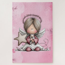 Puzzle Whimsical Pink Christmas Angel