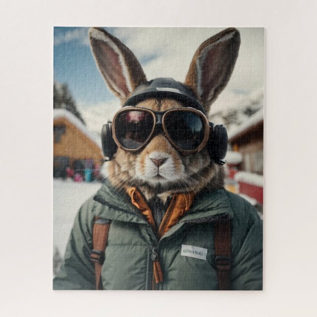 Puzzle Whimsical Snowboarding Bunny (Vertical)