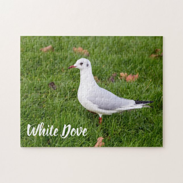 Puzzle White Dove para regalo de pájaro y amante de la pa (Horizontal)