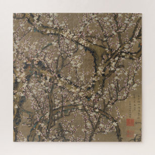 Puzzle White Plum Blossoms and Moon by Ito Jakuchu