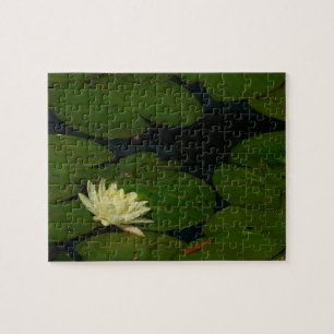 Puzzle White Waterlily I Fotografía Floral Pacífica