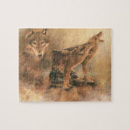 Puzzle Wild Brown Howling Wolves
