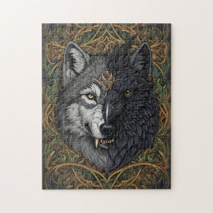 Puzzle Wild Nature Wolf Crow-Raven