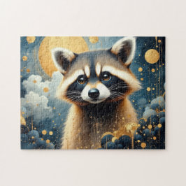 Puzzle Wild Raccoon painted
