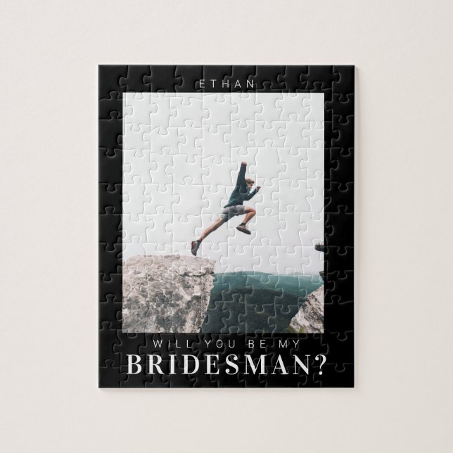 Puzzle Will you be my Bridesman Minimalist Photo Modern (Vertical)