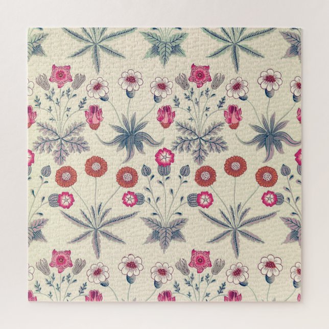 Puzzle William Morris Daisy Patrón Floral Naranja Rojo (Vertical)