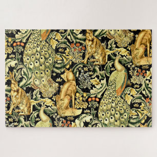 Puzzle William Morris Forest Tapestry Fox Hare Peacock