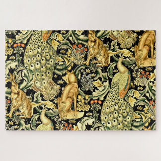 Puzzle William Morris Forest Tapestry Fox Hare Peacock