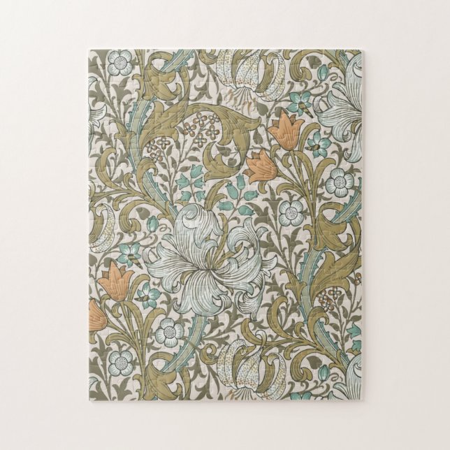 Puzzle William Morris Golden Lily Blue Gold (Vertical)