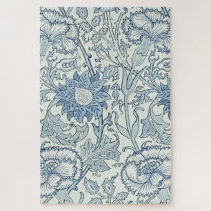 Puzzle William Morris Hermoso patrón floral, azul, rosa
