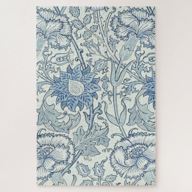 Puzzle William Morris Hermoso patrón floral, azul, rosa (Vertical)