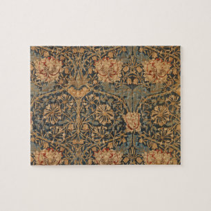 Puzzle William Morris Honeysuckle Rich Red Dark Blue