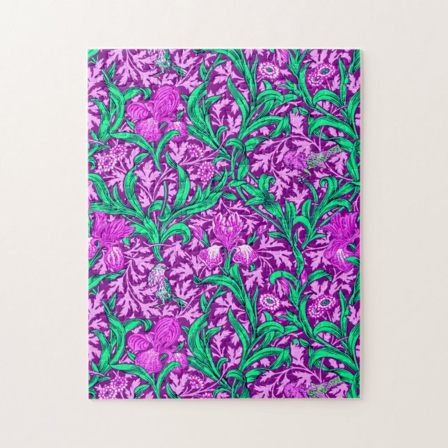 Puzzle William Morris Irises, Amethyst Purple (Vertical)