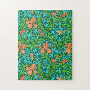 Puzzle William Morris Irises, Naranja y turquesa