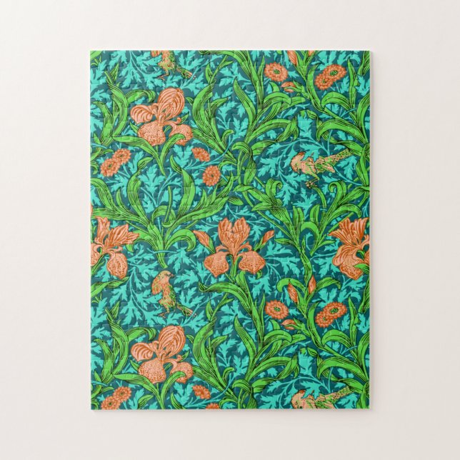 Puzzle William Morris Irises, Naranja y turquesa (Vertical)