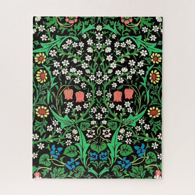 Puzzle William Morris Jacobean Floral, fondo negro (Vertical)