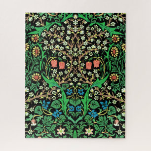Puzzle William Morris Jacobean Floral, fondo negro
