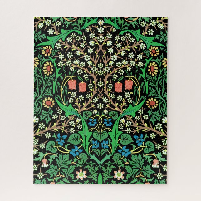 Puzzle William Morris Jacobean Floral, fondo negro (Vertical)