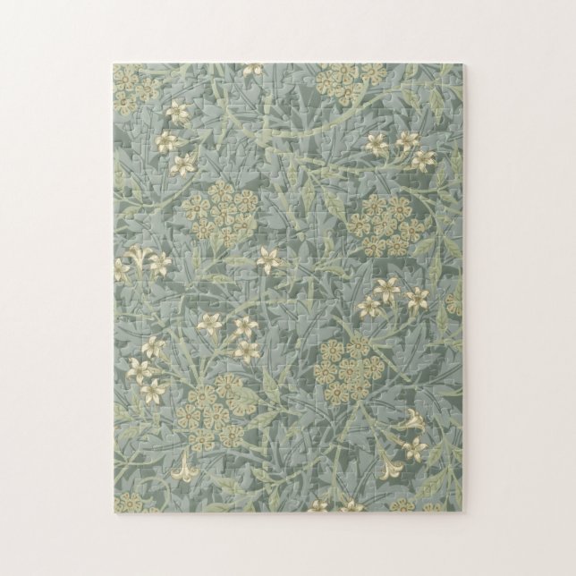 Puzzle William Morris Jasmine Azul Arte Botánico Verde (Vertical)