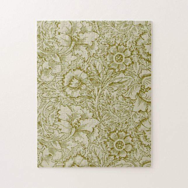 Puzzle William Morris Poppy Classic Floral Green (Vertical)