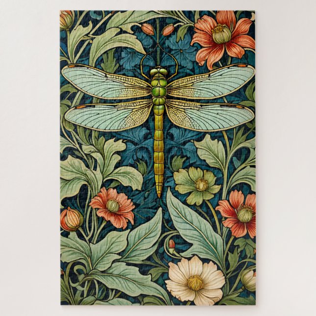 Puzzle William Morris Style Flower Pattern Dragonfly Puzz (Vertical)