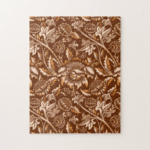 Puzzle William Morris Sunflowers, Chocolate Brown & Beige