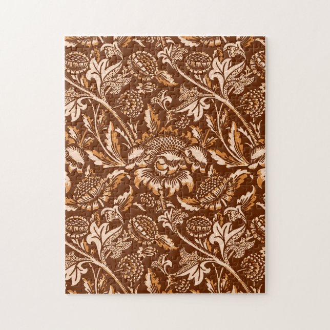 Puzzle William Morris Sunflowers, Chocolate Brown & Beige (Vertical)