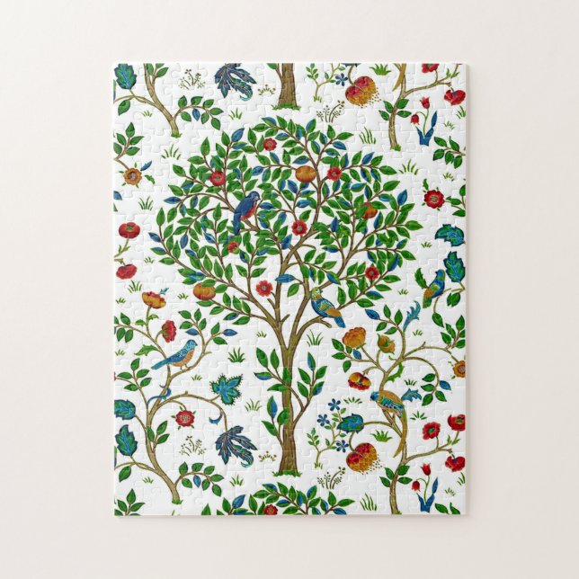Puzzle William Morris Tree of Life Pattern, Green & Multi (Vertical)