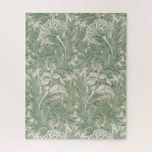 Puzzle william morris tulip papel tapiz verde