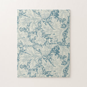 Puzzle William Morris Wallflower damasco azul floral