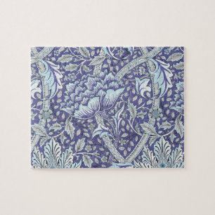 Puzzle William Morris Windrush patrón floral azul