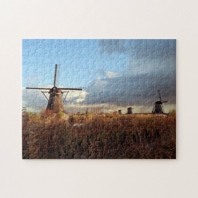 Puzzle Windmill Kinderdijk Holanda Holanda Escenario Jig (Horizontal)