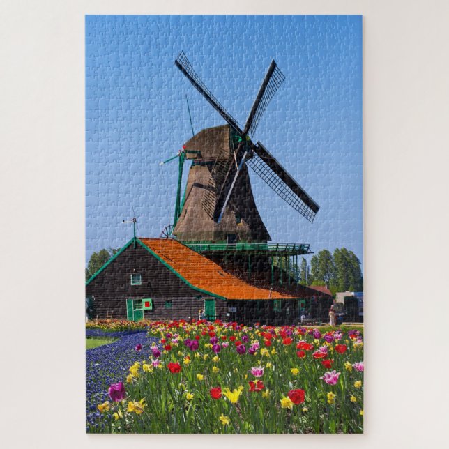 Puzzle Windmill Países Bajos Tulip Garden Europa (Vertical)