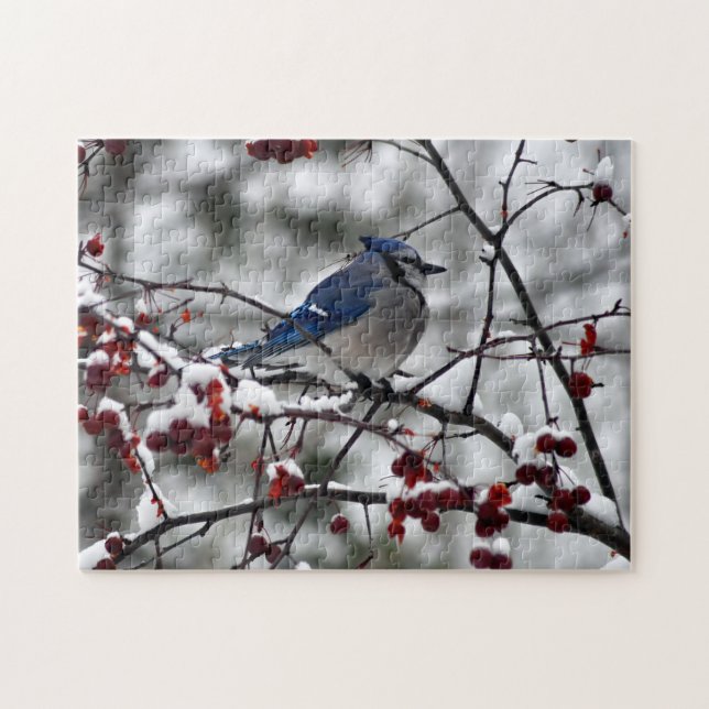 Puzzle Winter Blue Jay (Horizontal)