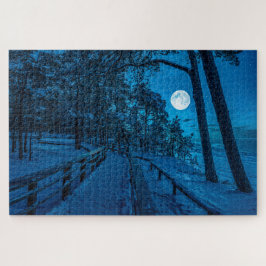 Puzzle Winter landscape with snow covered pine forest