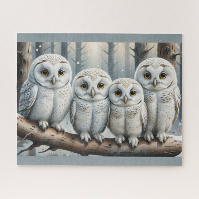 Puzzle winter owl Christmas snow (Horizontal)