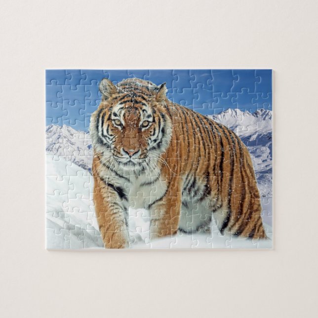Puzzle Winter Snow Tiger Mountains Animal Nature (Horizontal)