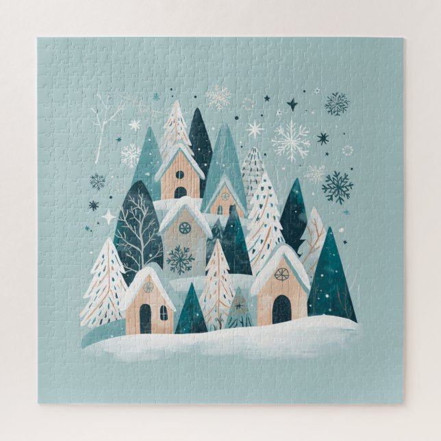 Puzzle Winter Snowy Village (Vertical)
