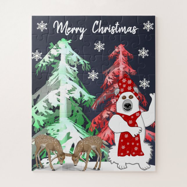 Puzzle Winter Wonderland Deer, Tree, & Bear Christmas  (Vertical)