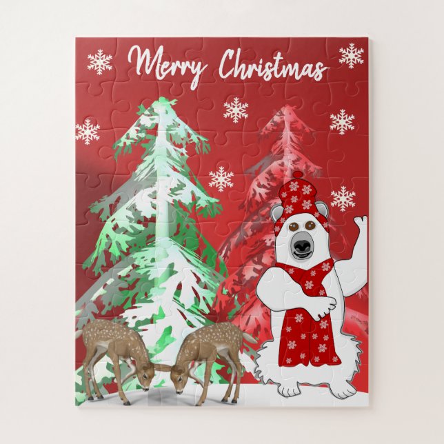 Puzzle Winter Wonderland Deer, Tree, & Bear Christmas  (Vertical)