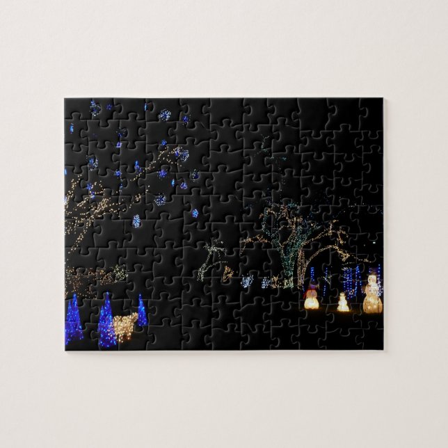 Puzzle Winter Wonderland ilumina vacaciones azules y blan (Horizontal)